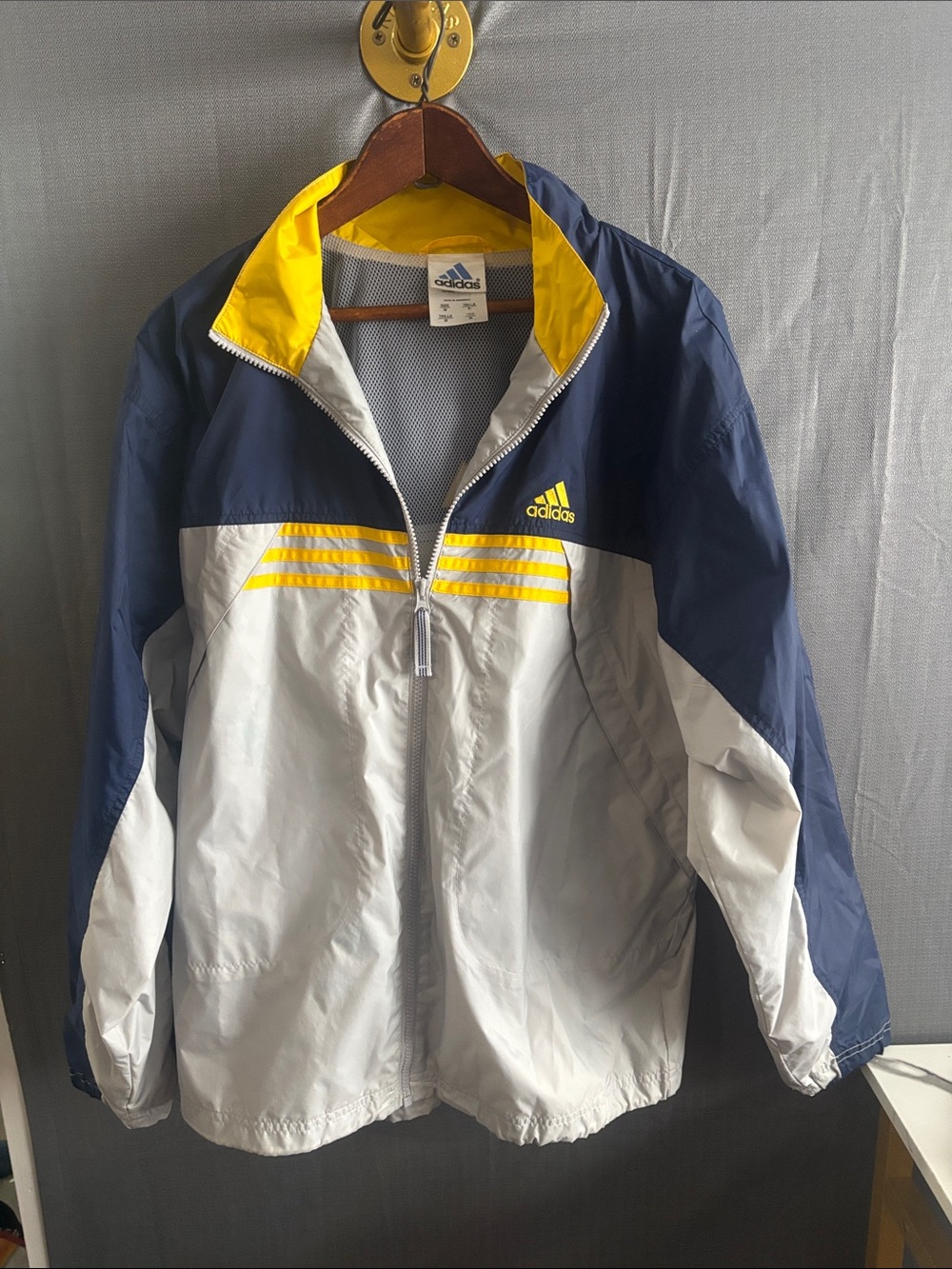 adidas Yellow Athletic Windbreaker Mesh Lining jacket